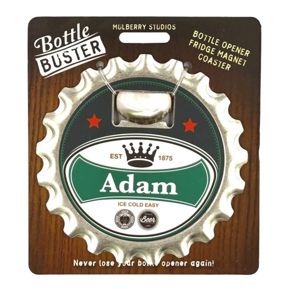 Adam Bottle Buster Bottle Opener Fridge Magnet Coaster Pre-Personalized - Picture 1 of 1
